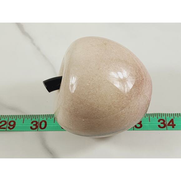 Paperweight Marble Stone Carved Apple Polish 3 1/2" Crowning Touch 80s Vintage - Picture 14 of 14